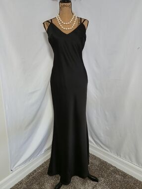 Lulu's Black Satin Evening Dress